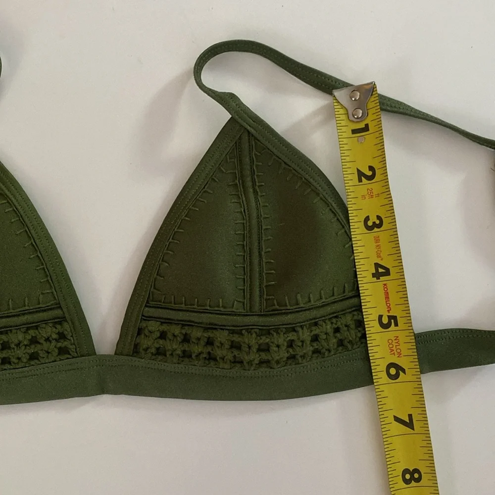 TRIANGL Triangl Swimwear GIGI Olive Green Crochet Bikini Top size Medium